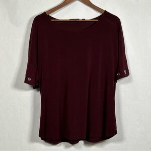 2 for$15 New York & Company Maroon Burgundy Blouse Grommet Detail on Sleeves